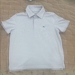 Kid’s  Striped Polo Shirt - Light Blue, red, light green and White